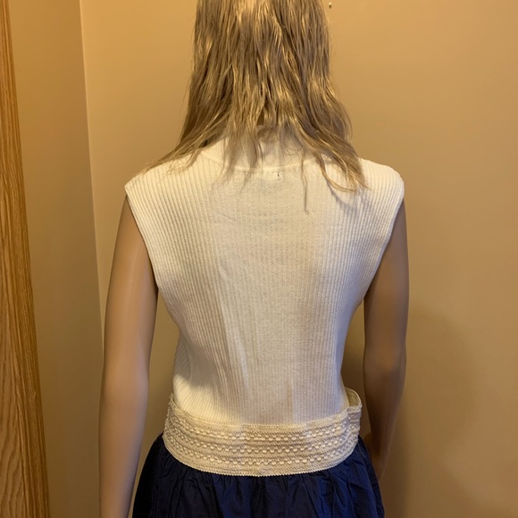 🍉Sweater XL Verve ami a-line, cream, lace, Boho, sleeveless, relaxed fit, NWOT - Picture 5 of 10